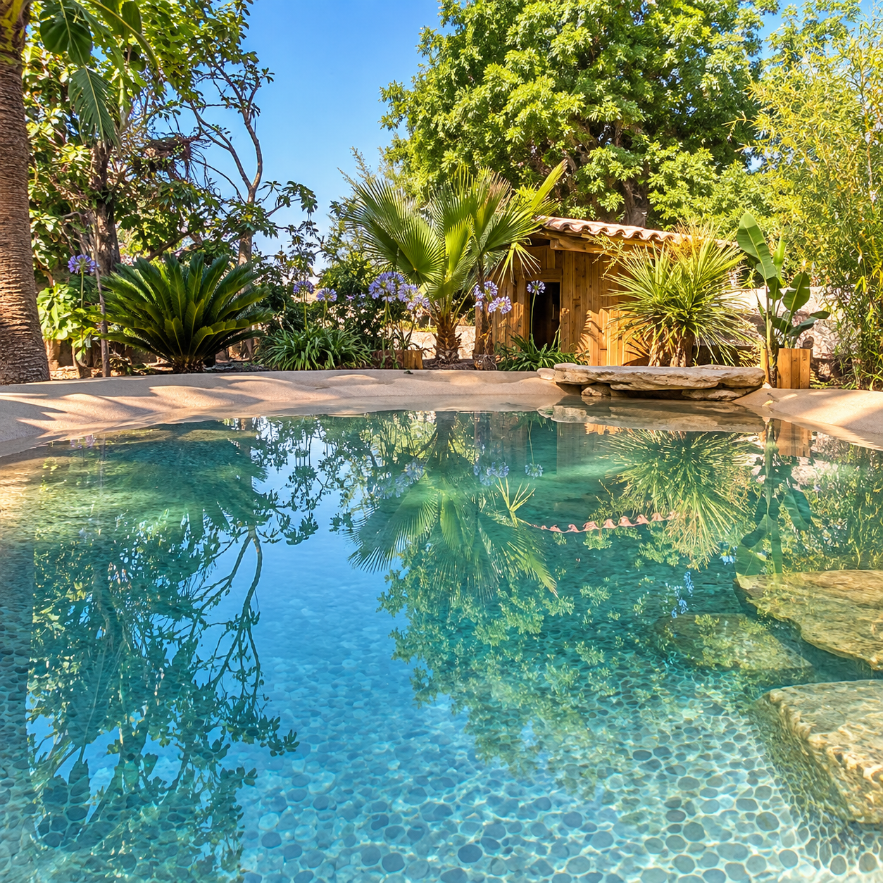 piscine-lagon-jardin-tropical-var.jpg Piscine lagon naturelle avec végétation tropicale dans le Var